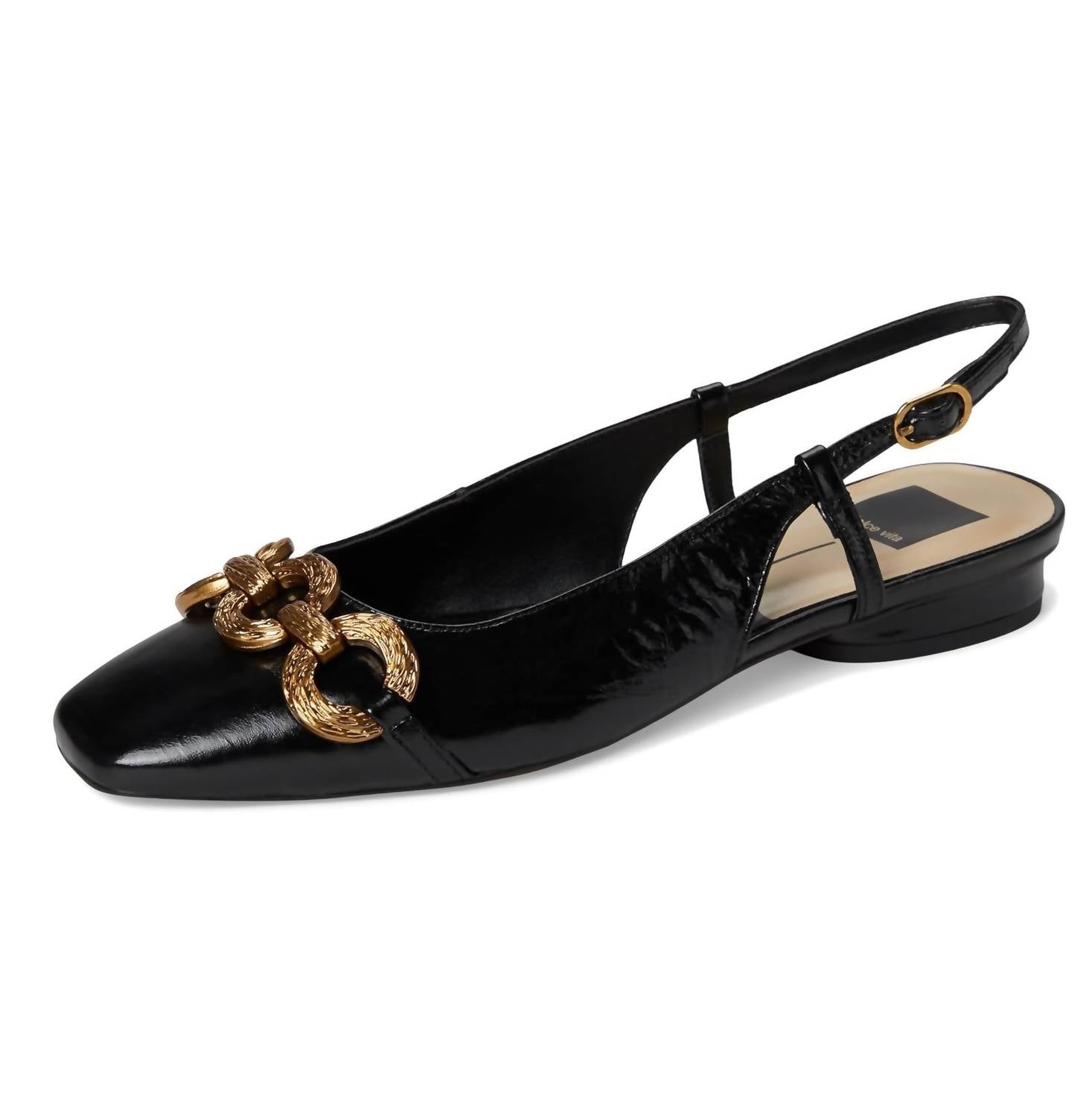 Dolce Vita Women's Ramano Slingback Flat in midnight crinkle patent - women's flats - alternate view