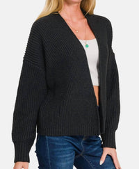 Zenana - Open Front Drop Shoulder Sweater Cardigan