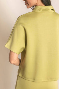 P.CILL Butter Modal Short Sleeve Quarter Zip Top in green - women's t-shirt - view 4