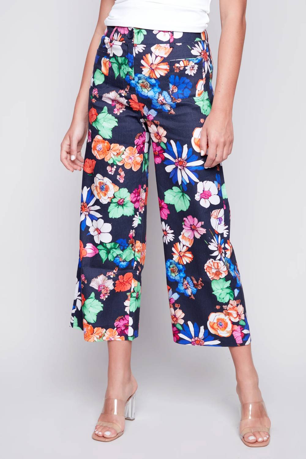 CHARLIE B Floral Wide Leg Pant in gardenia - women's pants