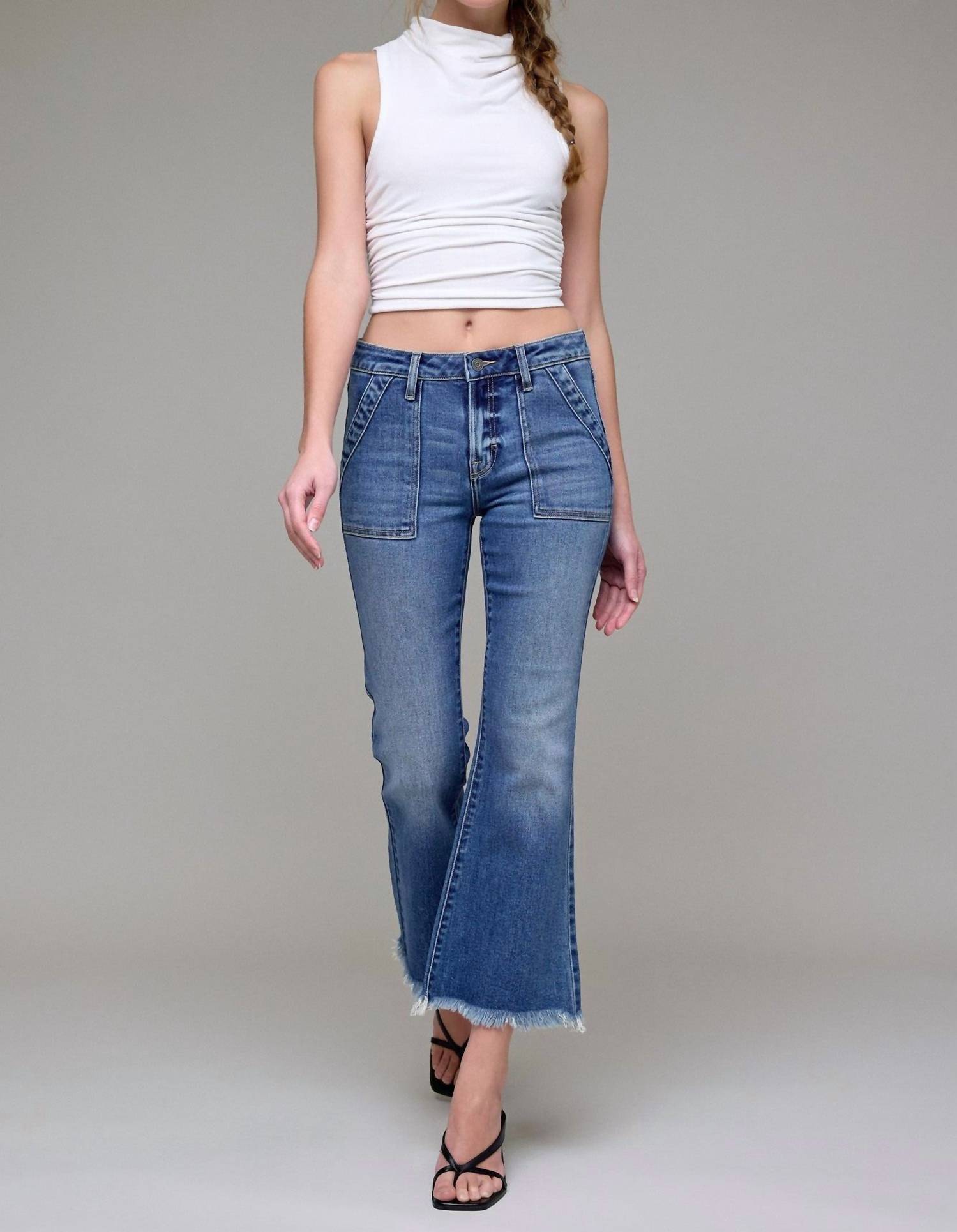 Hidden - Happi Cargo Crop Flare Jeans