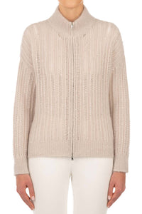 LE TRICOT PERUGIA Giacca Con Zip Sweater in skin - women's sweater