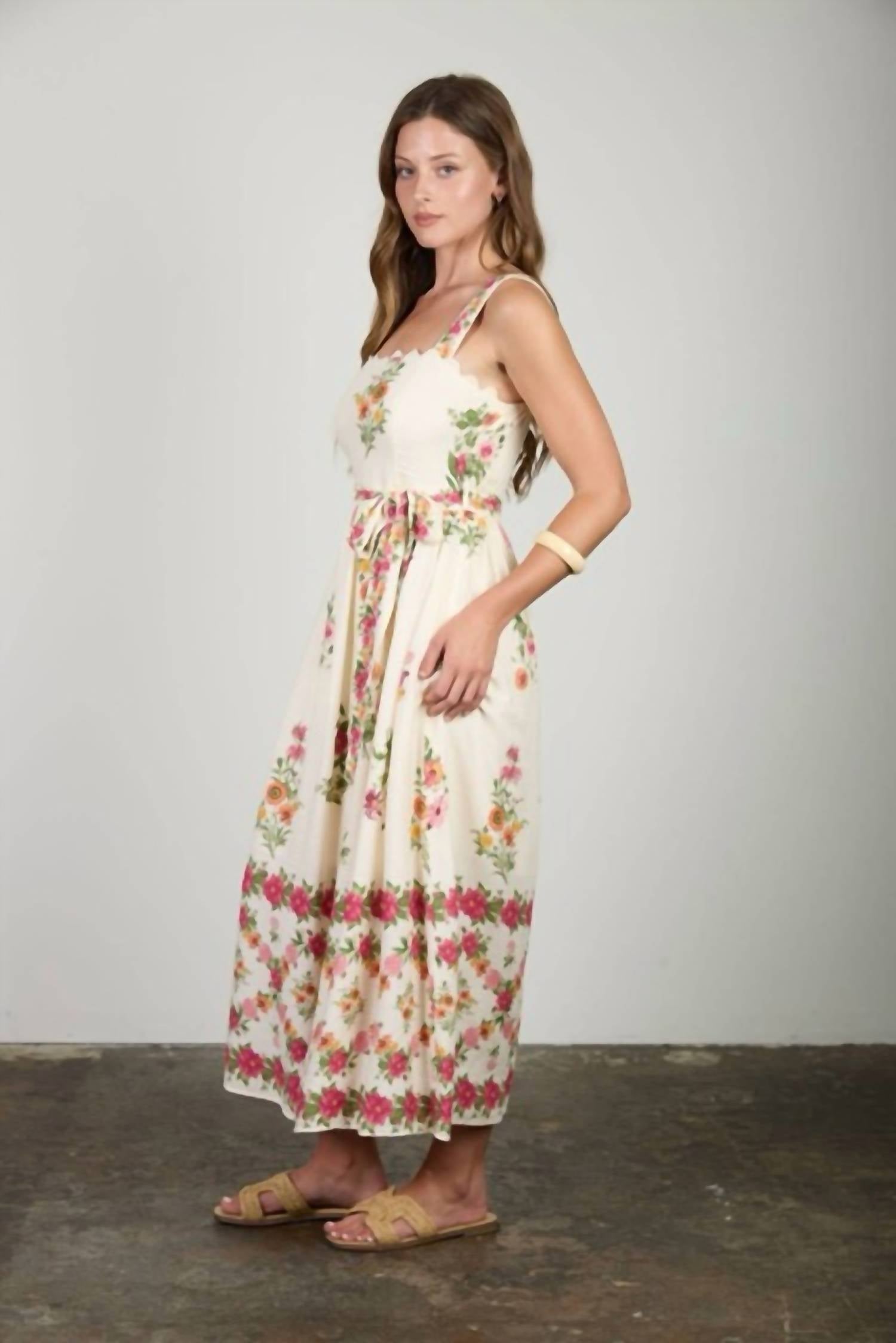 Blu Pepper - Floral Border Midi Dress