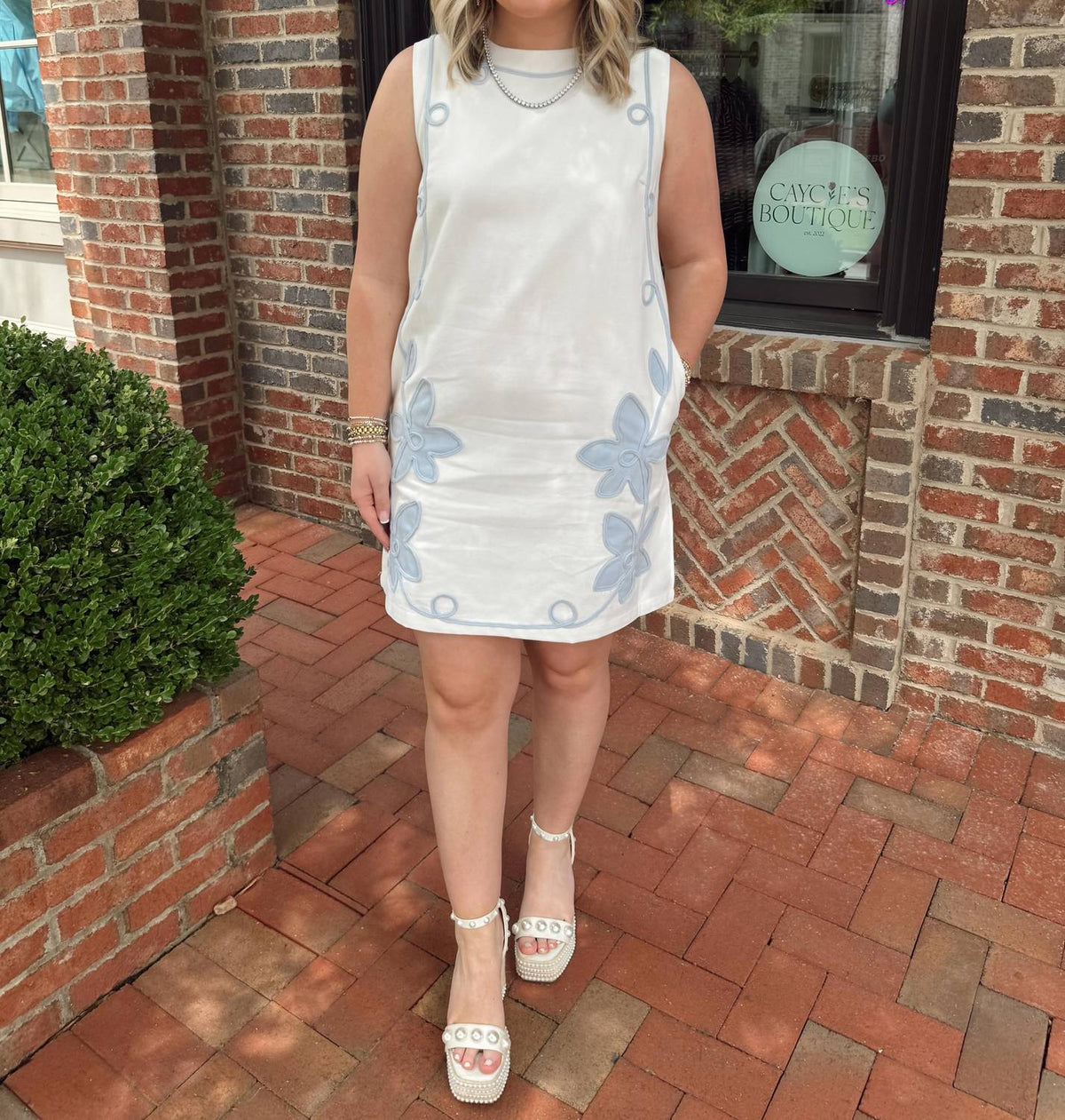Tcec - Floral Appliqué Shift Mini Dress