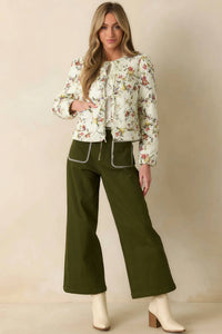 Entro - Romance In Bloom Floral Quilted Tie Front Jacket