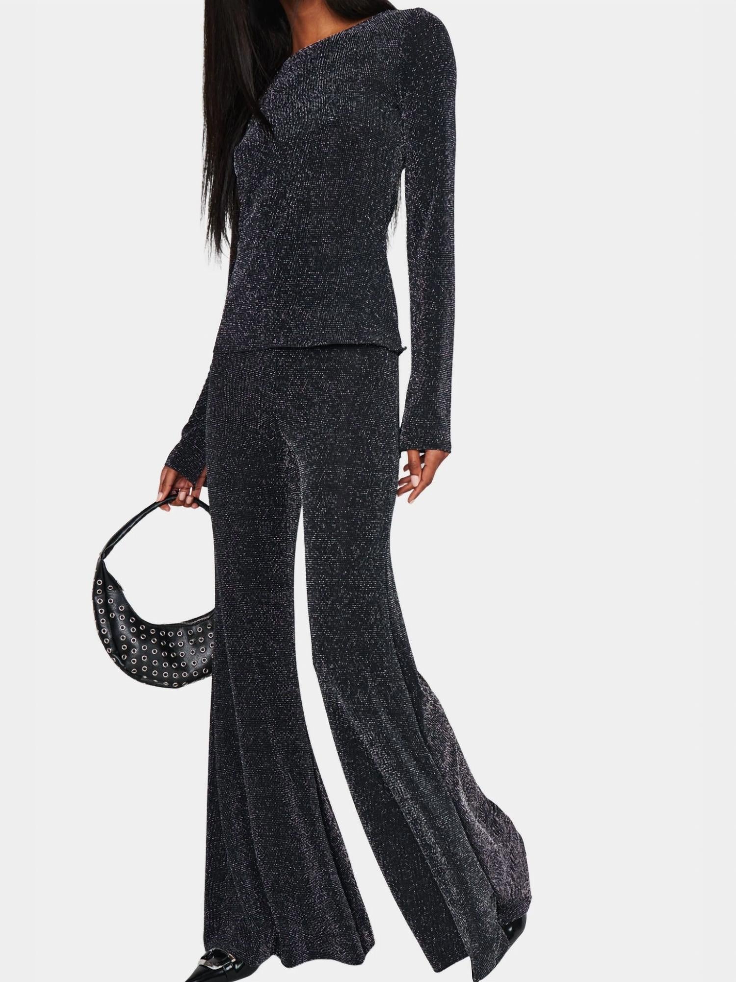 Show Me Your Mumu Bowie Bells Pant in black dancing queen shine - women's pants - detail view