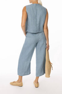 TWP Cropped Muscle Tank Top in light indigo - women's tank top - detail view