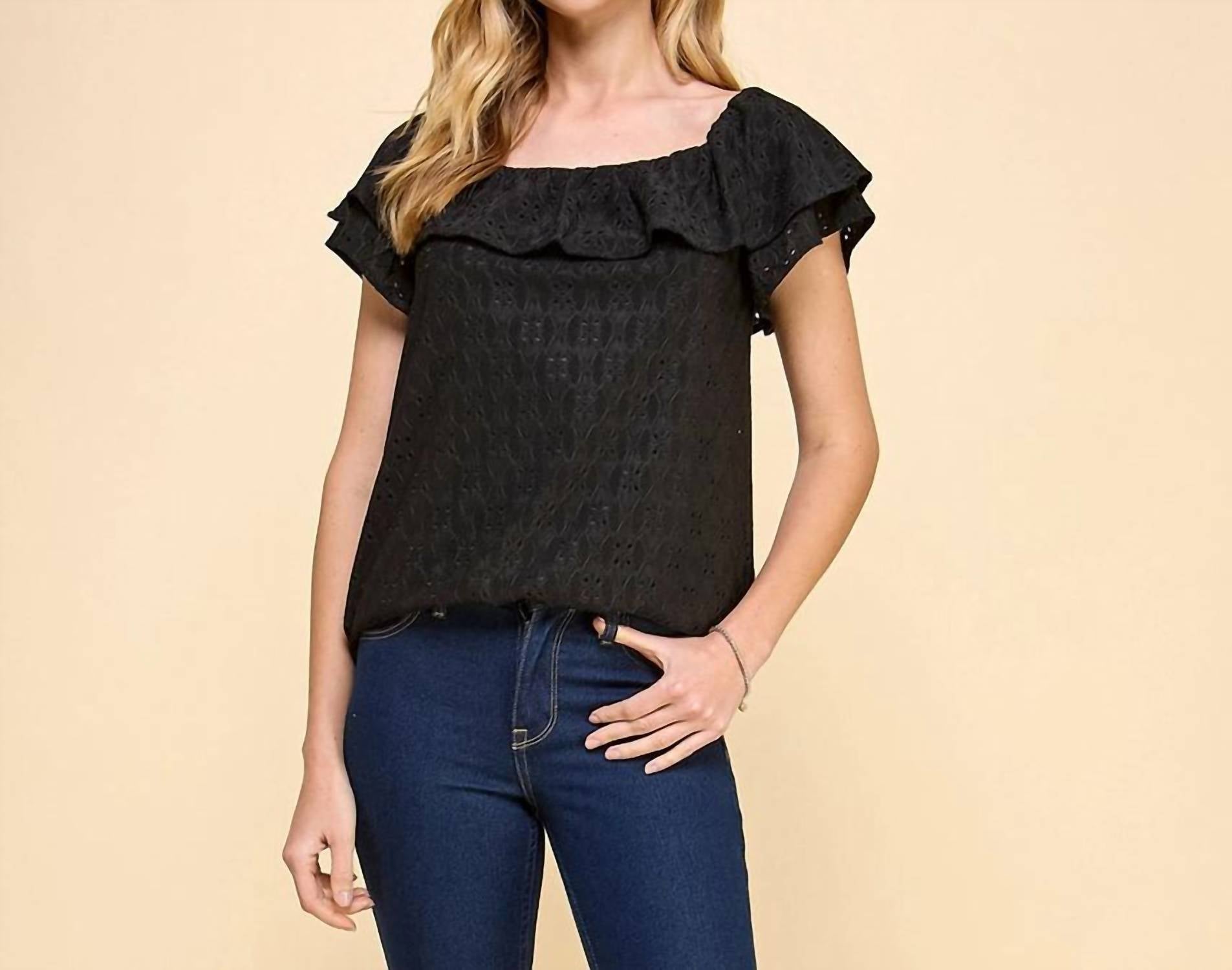 Les Amis - Ruffle Eyelet Top
