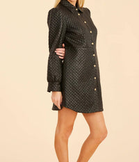 Dolce Cabo - Quilted Faux Leather Tailored Mini Dress