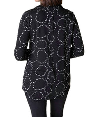 habitat Circle Knit Tie Neck Tunic in black 1 - women's shirt - detail view