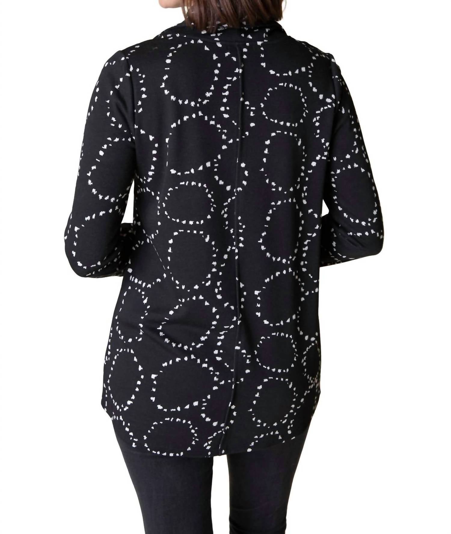 habitat Circle Knit Tie Neck Tunic in black 1 - women's shirt - detail view