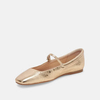 Dolce Vita Women's Reyes Mary Jane Ballet Flats in gold distressed leather - women's flats - alternate view