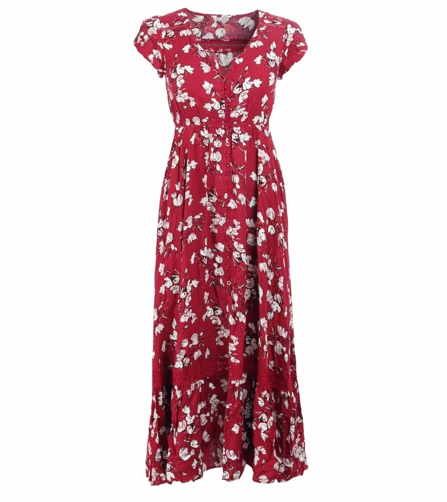 Papillon - Tiered Floral Print Button-through Maxi Dress
