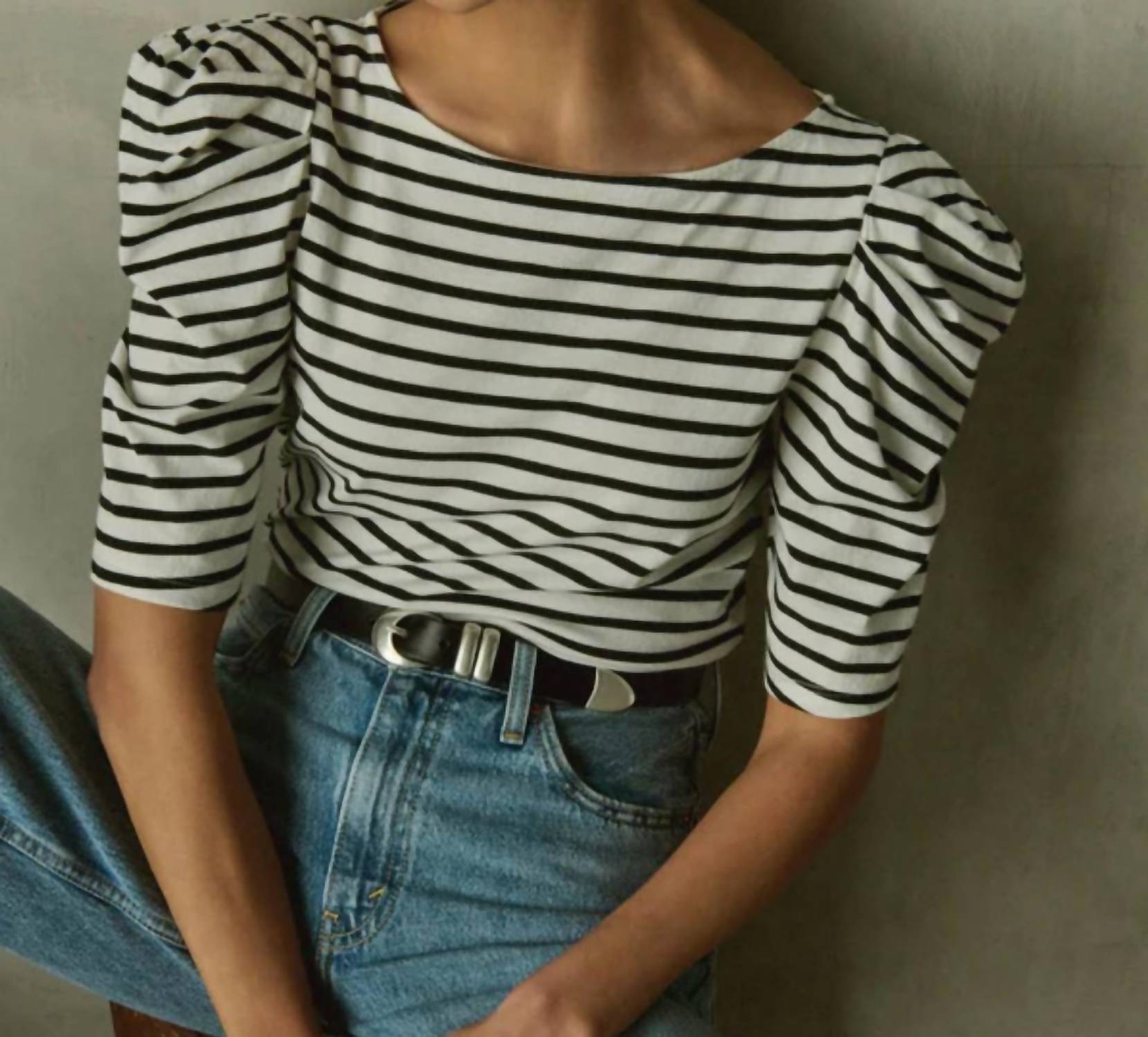Nation LTD Emery Boat Neck Top in cross walk stripe 2 - women's t-shirt - view 5