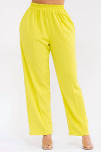 Karen T Design Pull-on Wide Leg Pants in yellow - women's pants - detail view