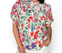 Sugarlips - Women's Kivia Blossom Smocked Mock Neck Top