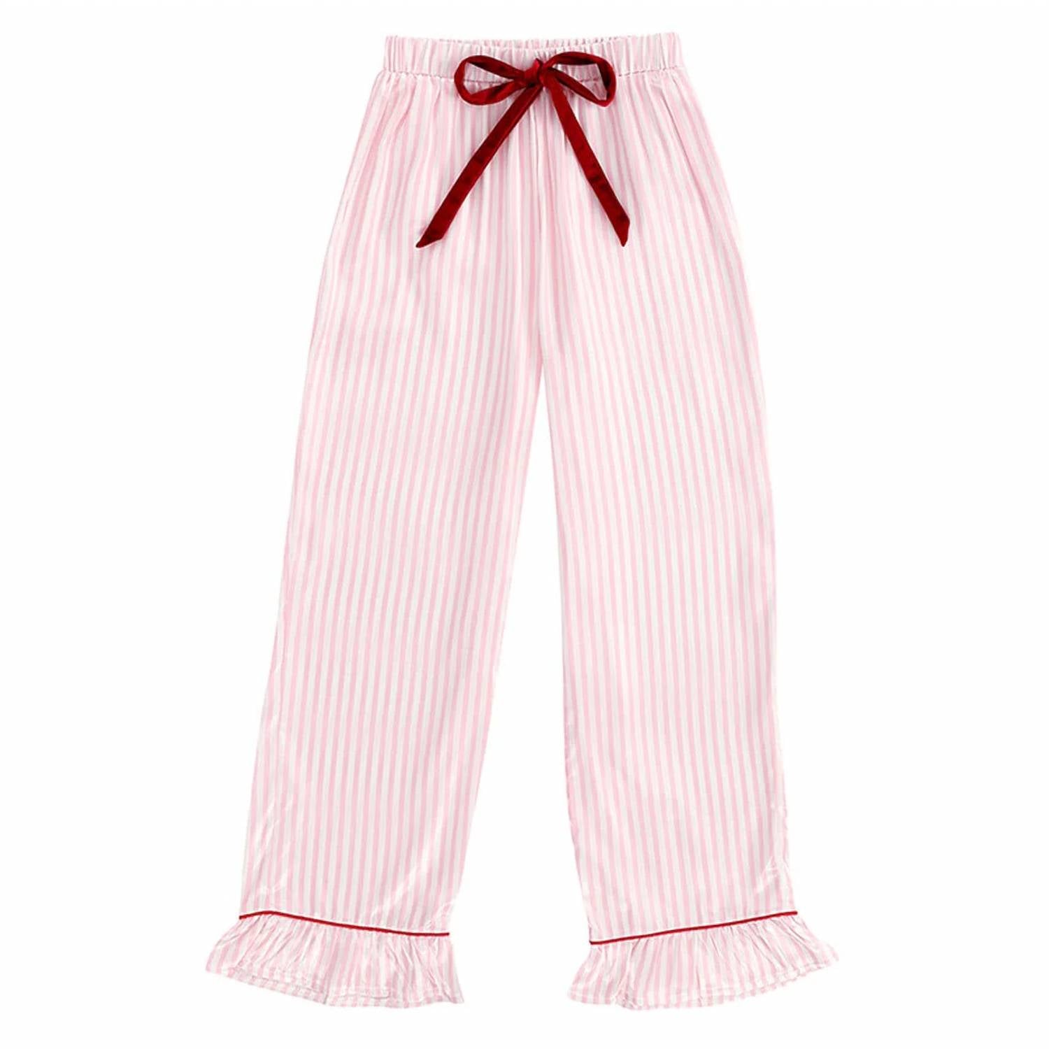 Bella Sleep + Spa - Satin Pajama Set With Velvet Tie And Ruffle Pants
