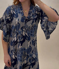 Fitzroy & Willa - Ruffle-sleeve Caftan Mini Dress