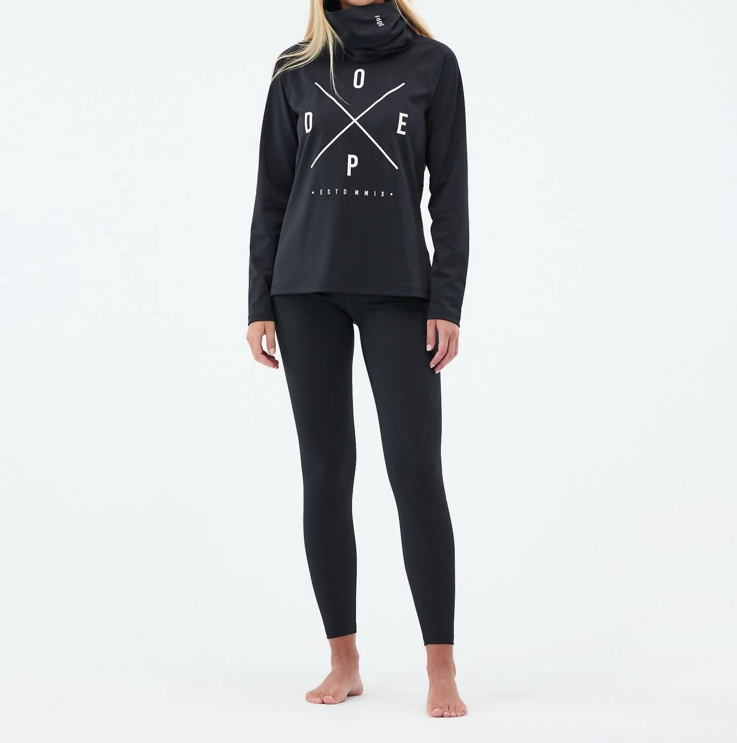 Dope Snuggle Base Layer Top in black - women's long sleeve top - detail view