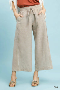 Umgee - Linen-Cotton Stripe Wide Leg Pants
