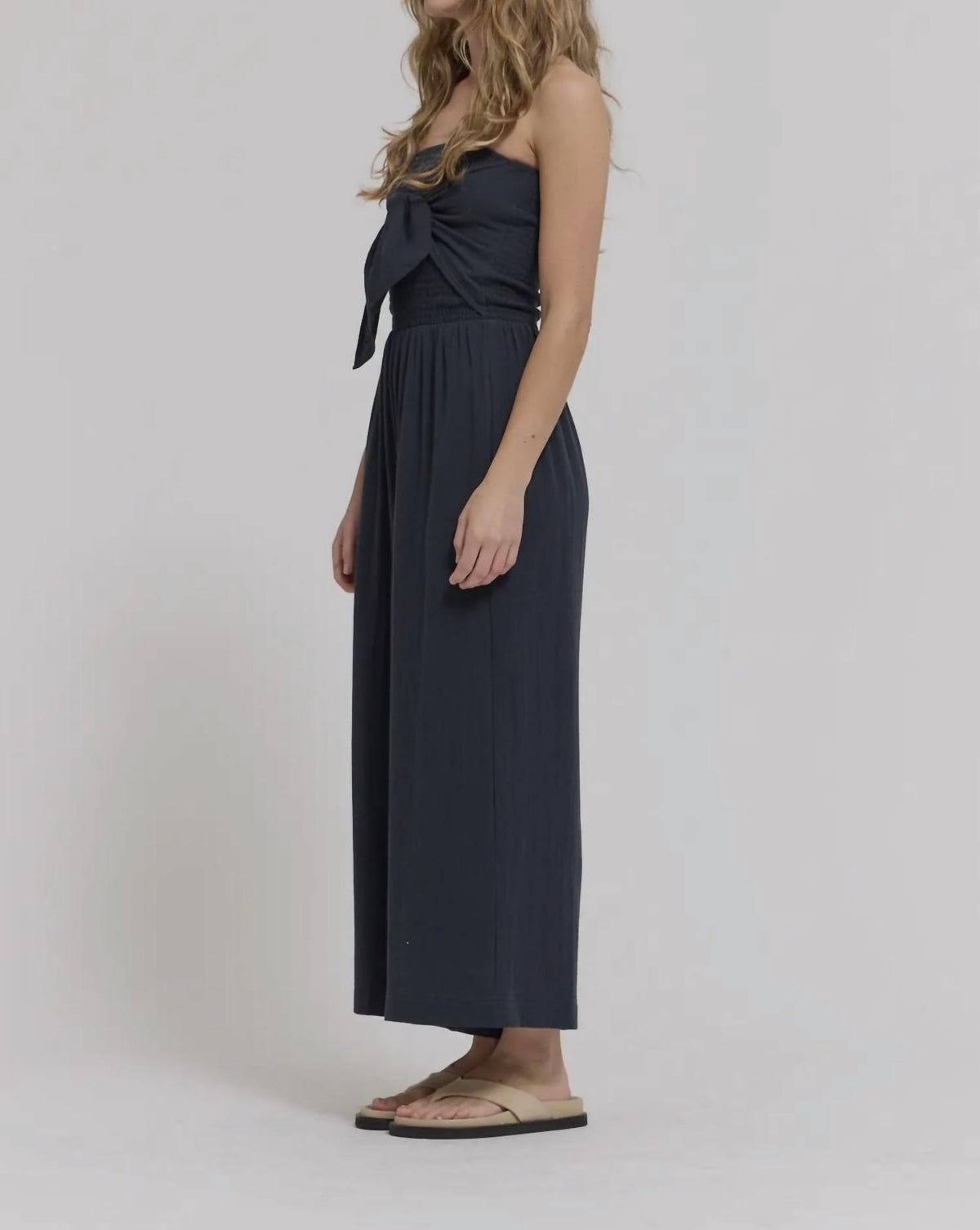 Grade & Gather - Cotton Gauze Tie Front Jumpsuit