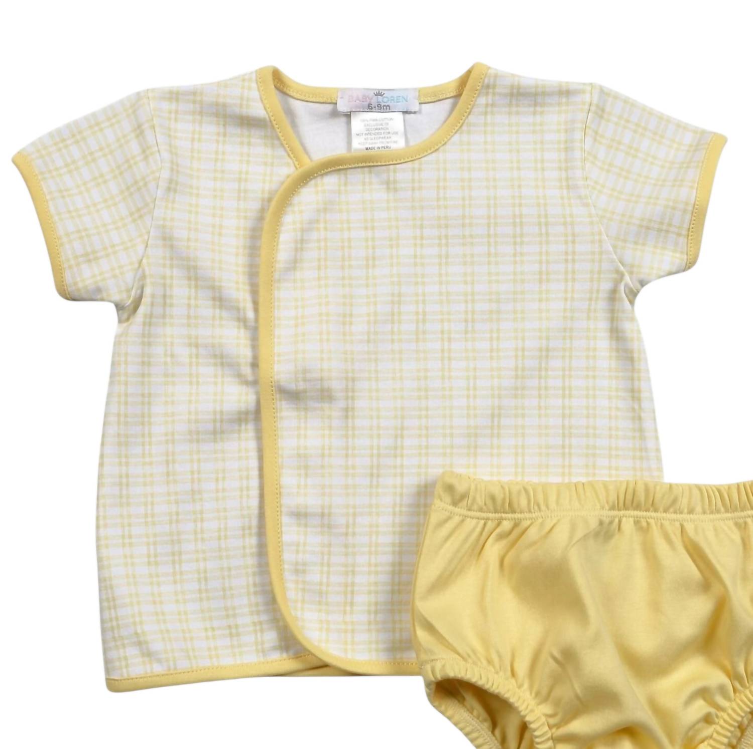 BABY LOREN Kids Plaid Diaper Set in yellow - item - detail view