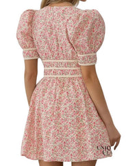Entro - Darleen Velvet Trim Smocking Waist Mini Dress
