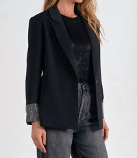 Elan - Eloise Rhinestone Cuffs Blazer
