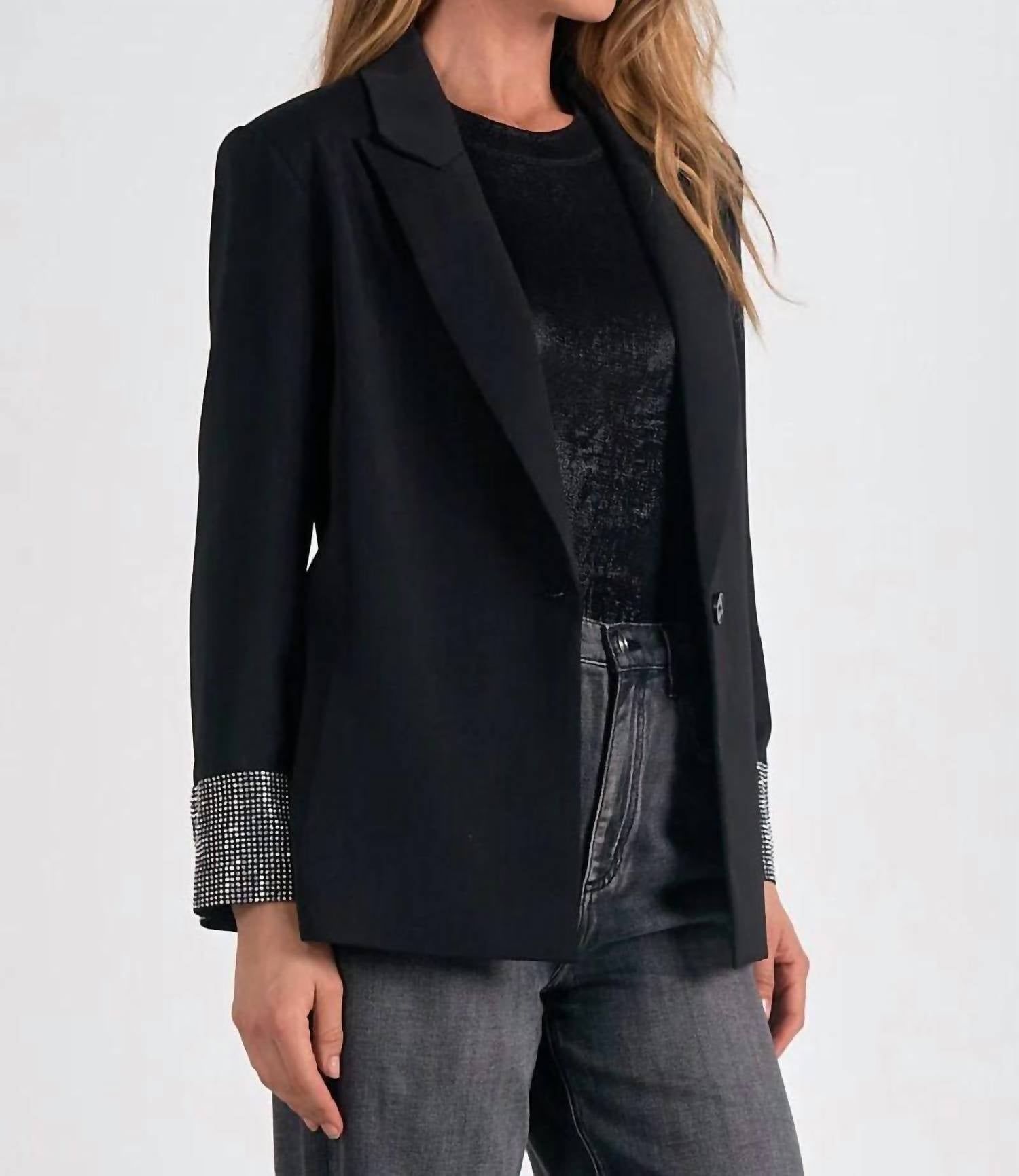 Elan - Eloise Rhinestone Cuffs Blazer