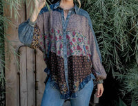 Young Threads - Mixed Floral Prints Patchwork Blouse