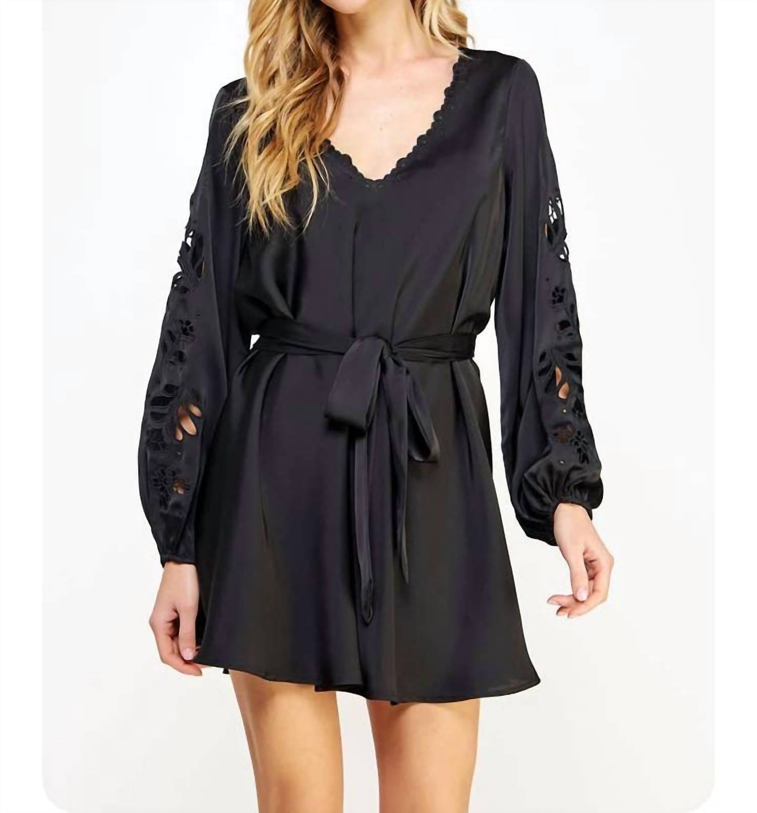 Strut & Bolt - Embroidered Cutout Detail Satin Mini Dress