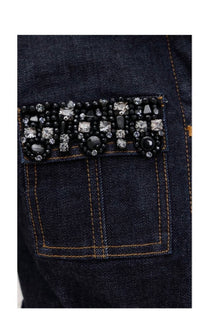 Self-Portrait - Denim Crystal Trim Dress