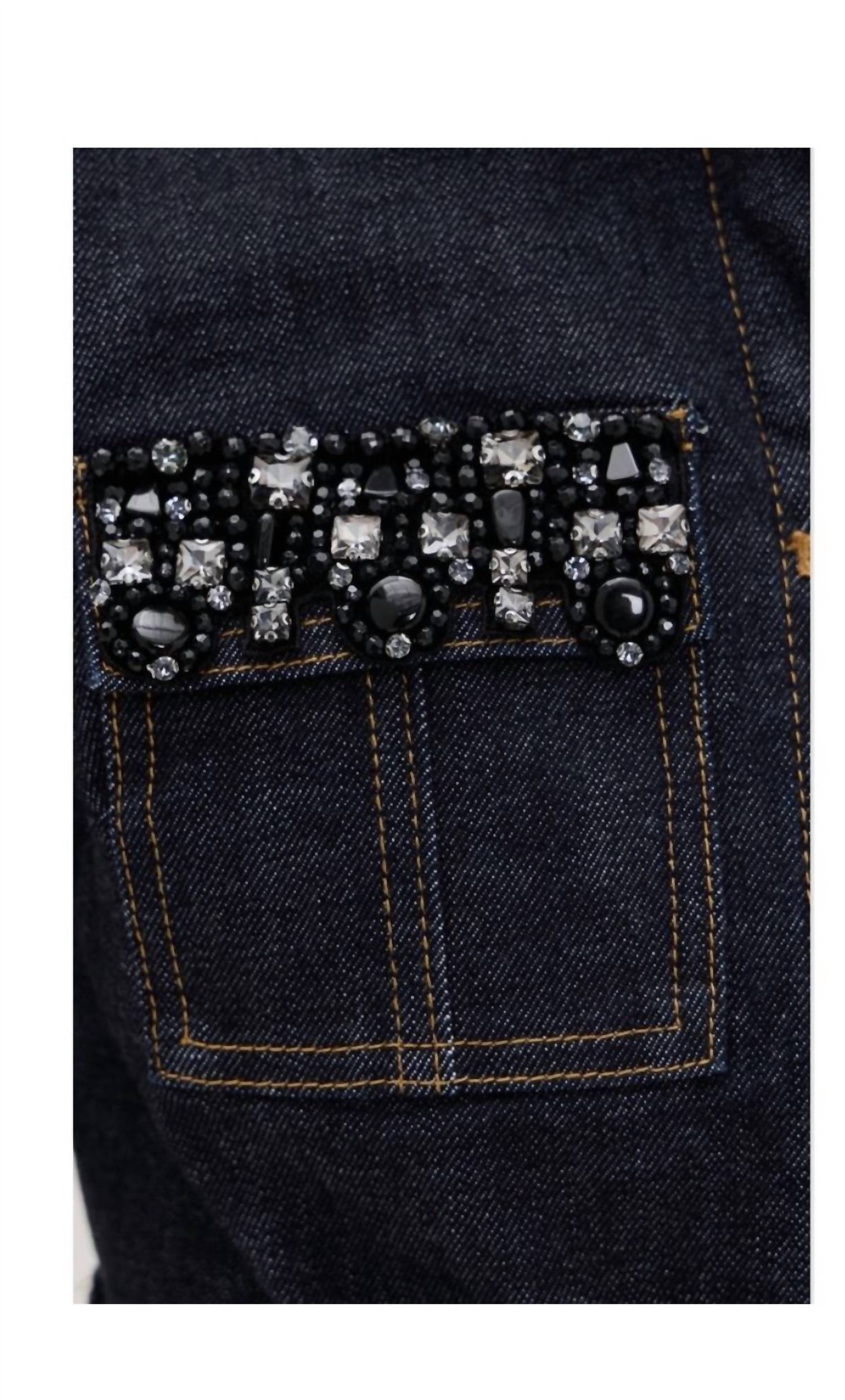 Self-Portrait - Denim Crystal Trim Dress