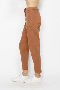 Judy Blue - High Waist Garment Dyed Cuffed Jogger Pants