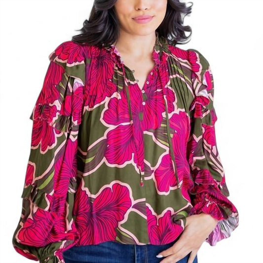 Karlie - FLORAL RUFFLE SLEEVE TOP