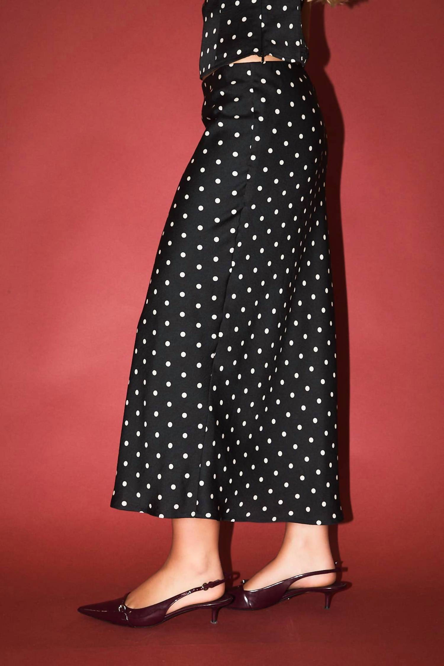 Le Lis - Dreamy Dot Mid Rise Maxi Skirt