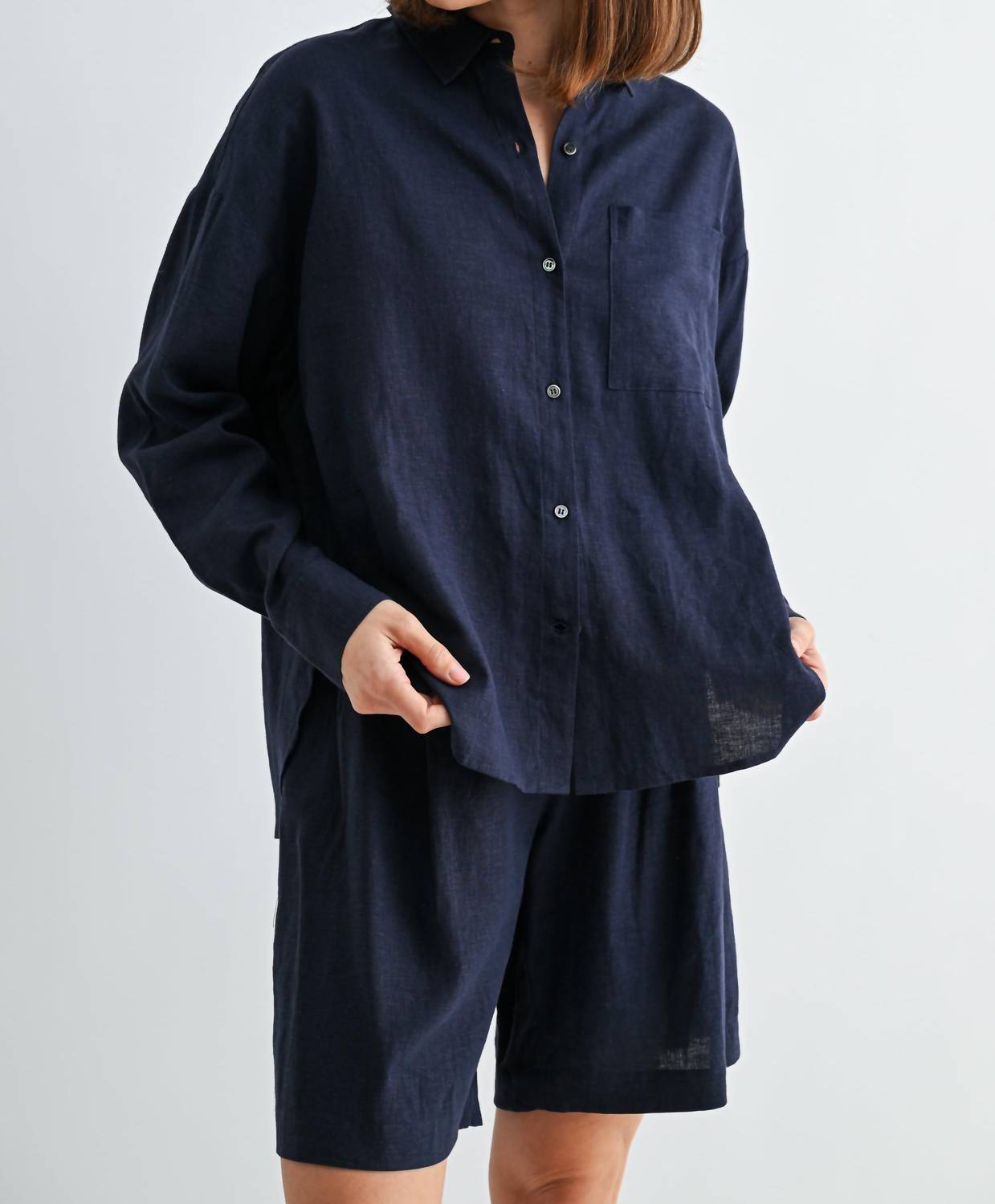 Fun 2 Fun - Linen Drop Shoulder Shirt