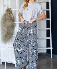 Jade By Jane - Retro Print Wide Leg Pant