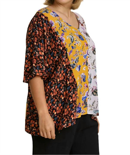 Umgee - Mixed Floral Print Top -plus