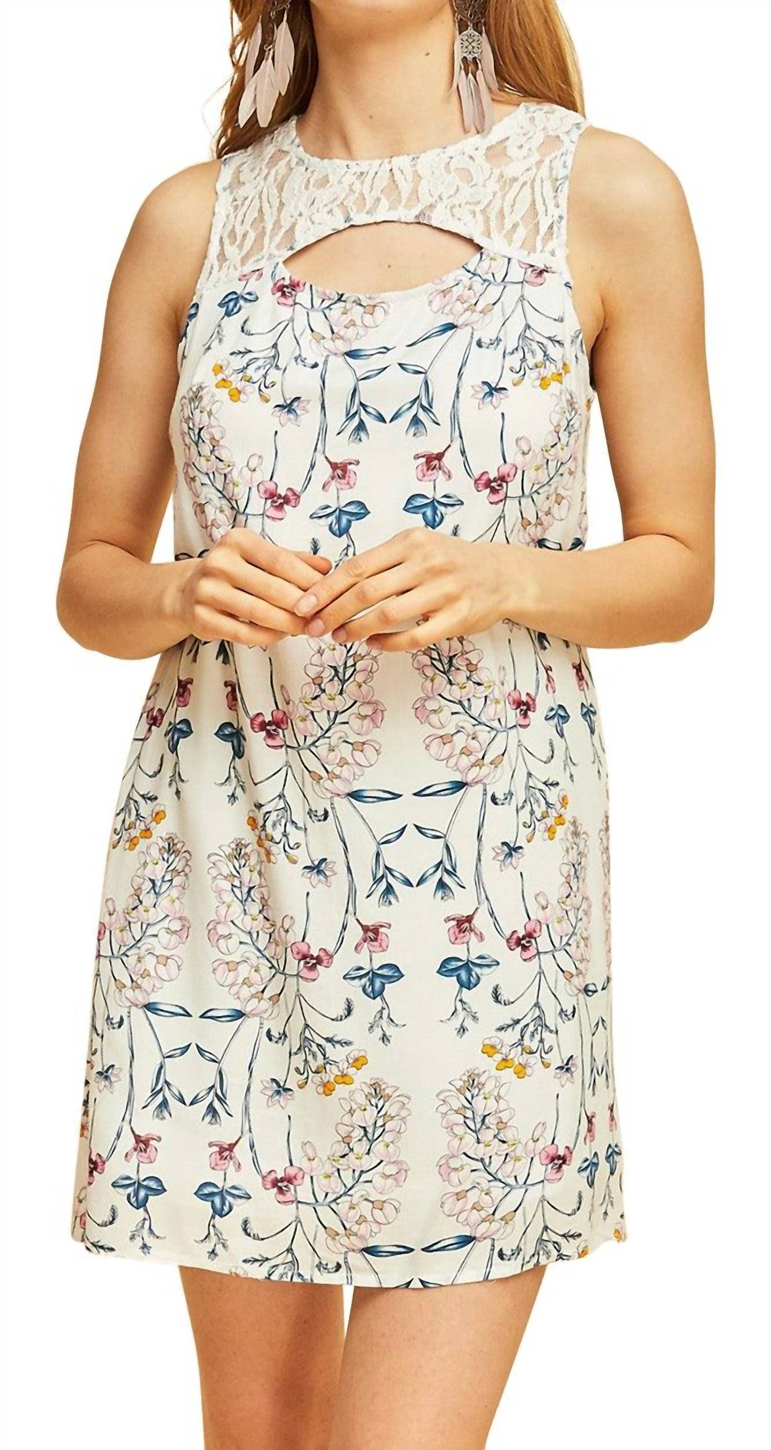 entro Floral Lace Dress in white multi - women's dress