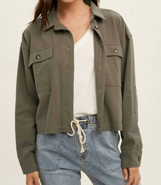 Wishlist - Cotton Relaxed Crop Jacket with Pocket