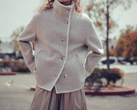 Urban Daizy Chantel Embroidered Jacket in oatmeal - women's jacket