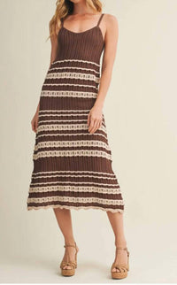 Mustard Seed Crochet Cami Dress in chocolate - women's dress