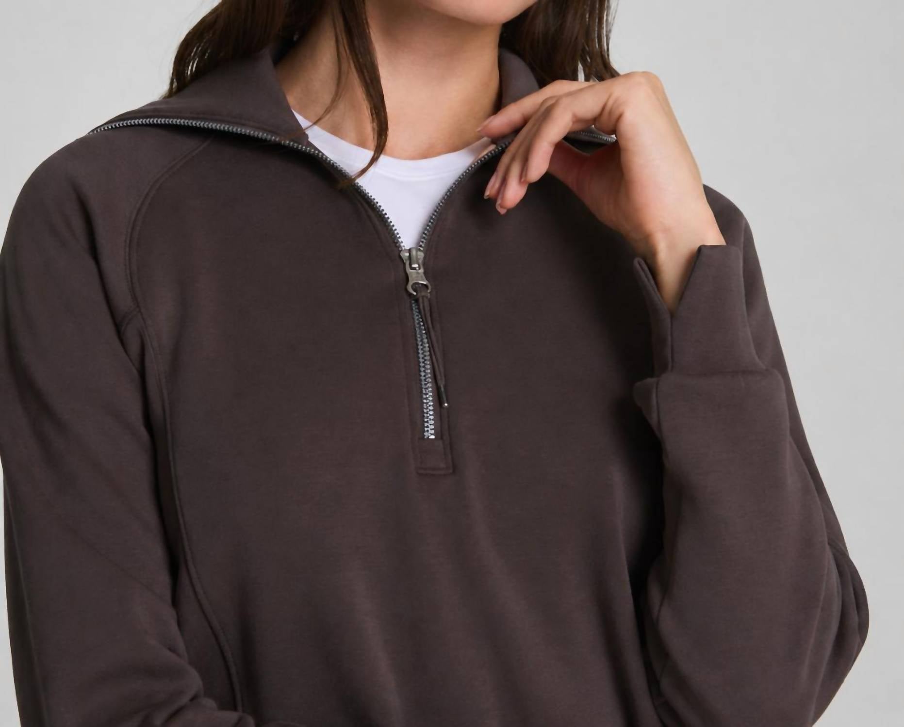 Spanx Airessentials Half Zip Pullover in dark cacao - women's jacket - alternate view