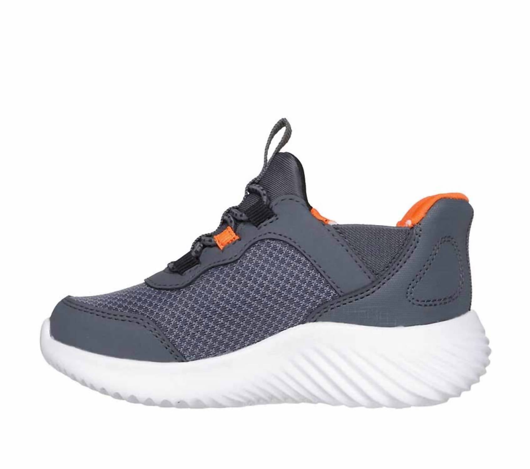 Skechers Boy's Bounder Brisk Burst Shoes in charcoal orange - kids' sneaker - view 4