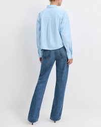 Favorite Daughter Jenni Long Sleeve Top in light blue stripe - women's shirt - alternate view