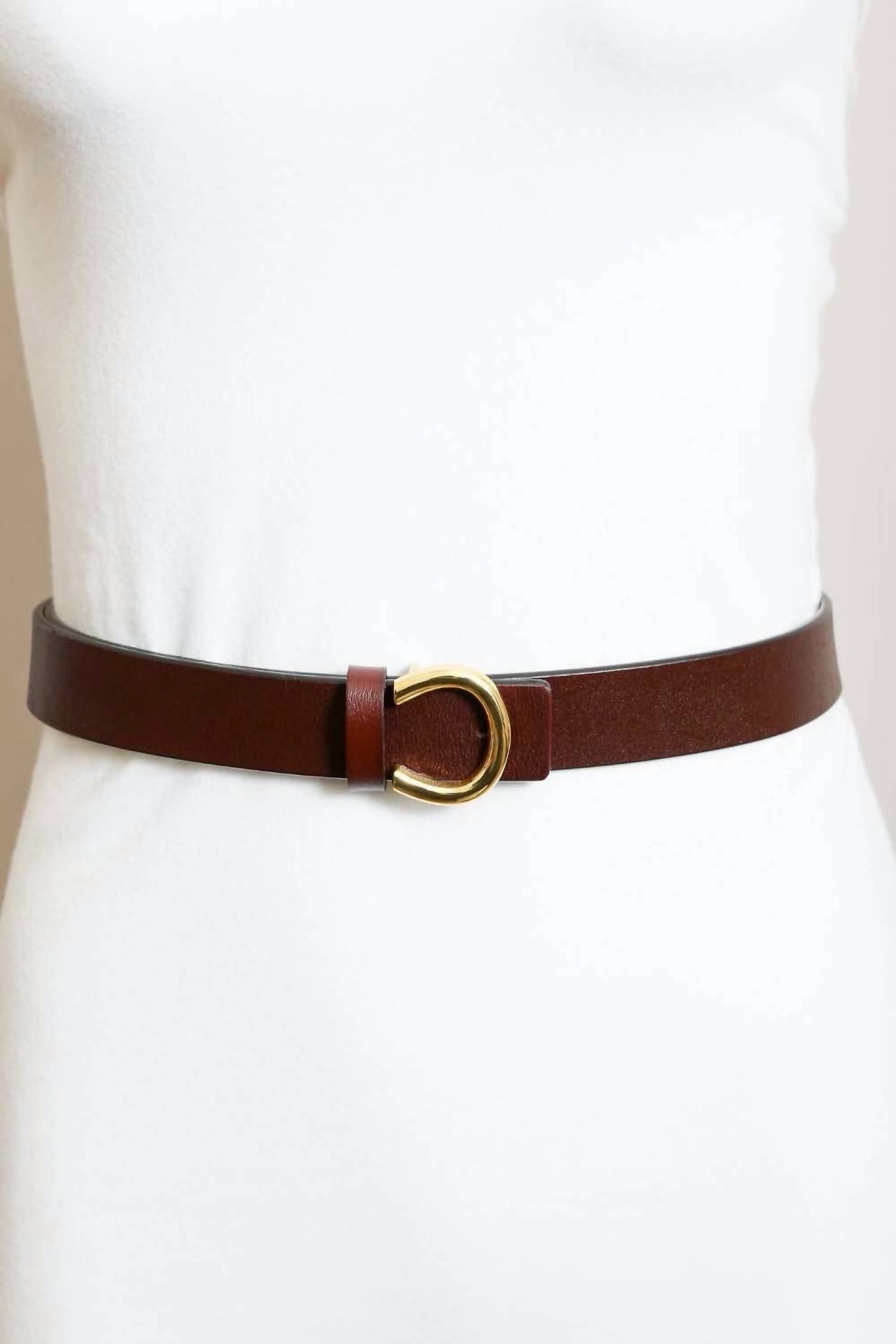 Leto - Women's Minimalist Leather Horseshoe Belt