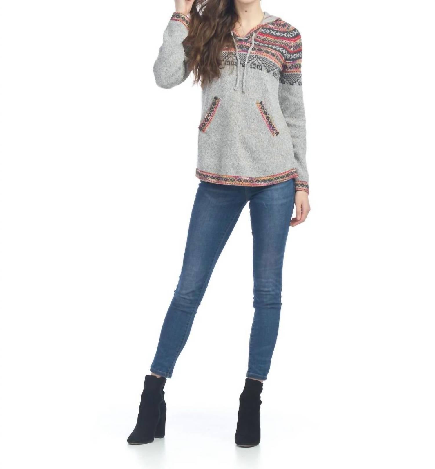 Papillon - Fairisle Print Pullover With Hoody