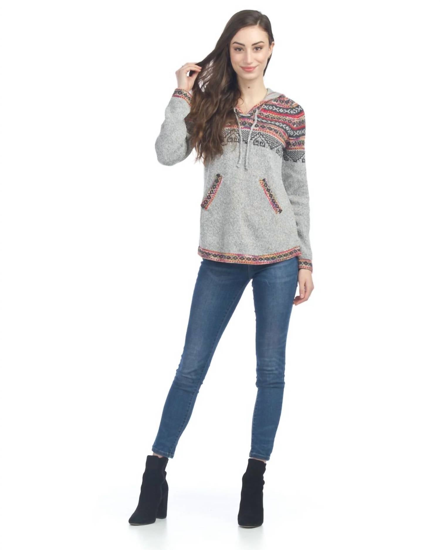 Papillon - Fairisle Print Pullover With Hoody