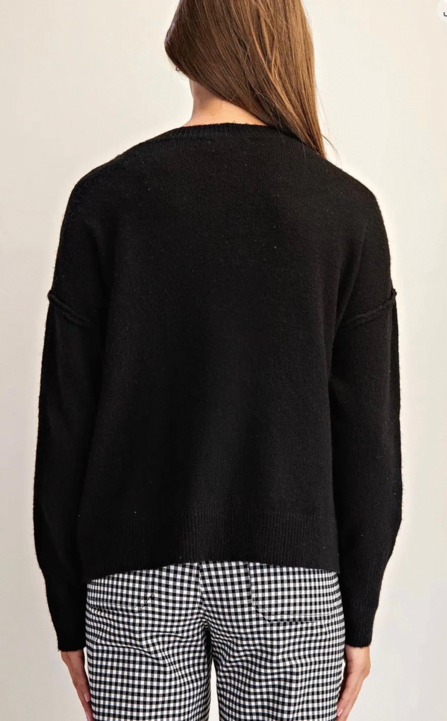 Ee:Some - Cheers Beaded Long Sleeve Sweater